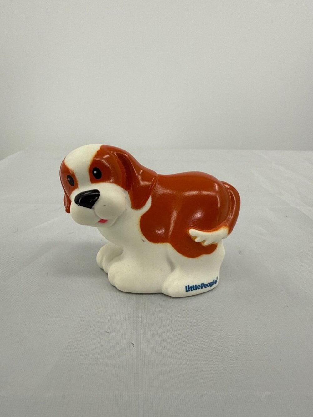 Fisher Price Little People St Bernard Puppy Dog Figure Brown White Toy